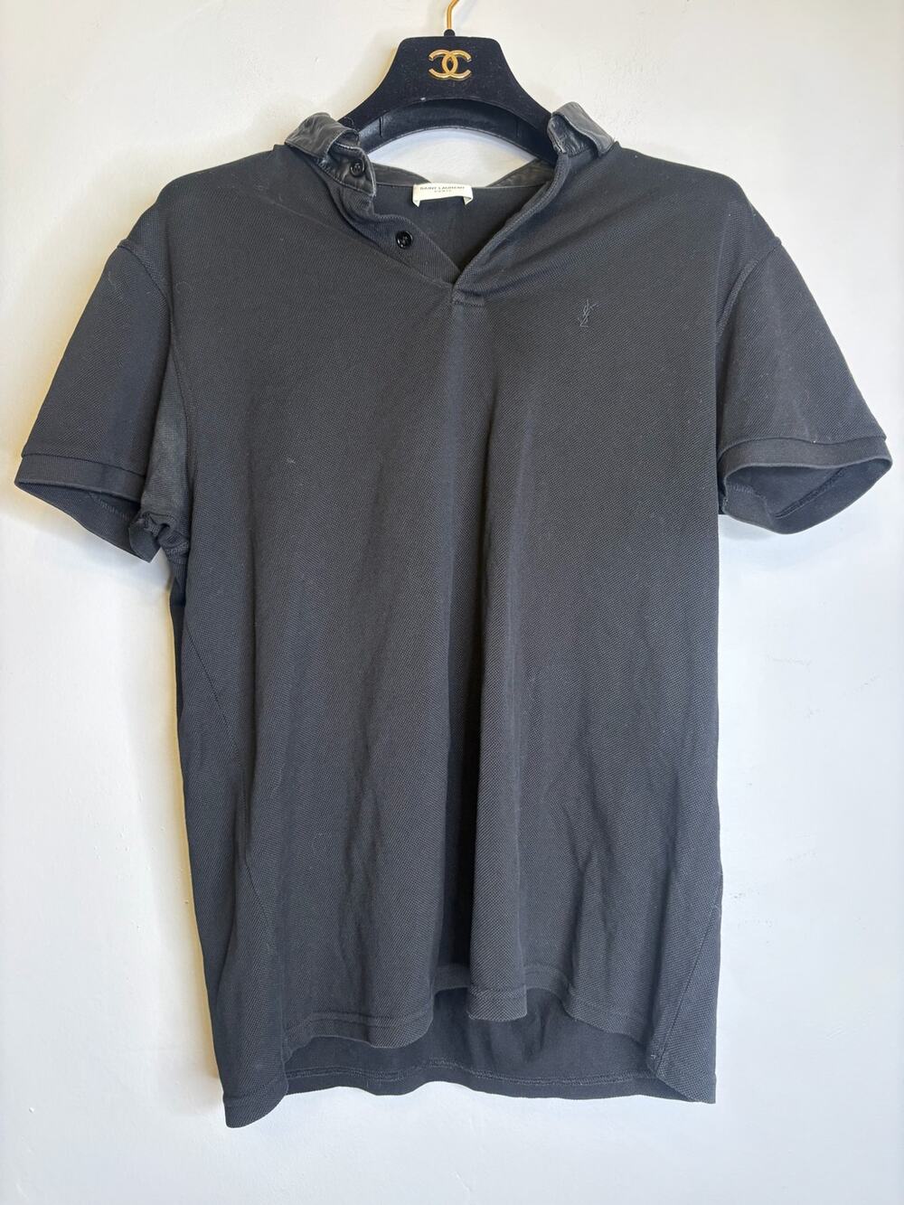 Saint Laurent Paris Dark Gray Cotton Short Sleeve Polo Shirt Size XS YSL